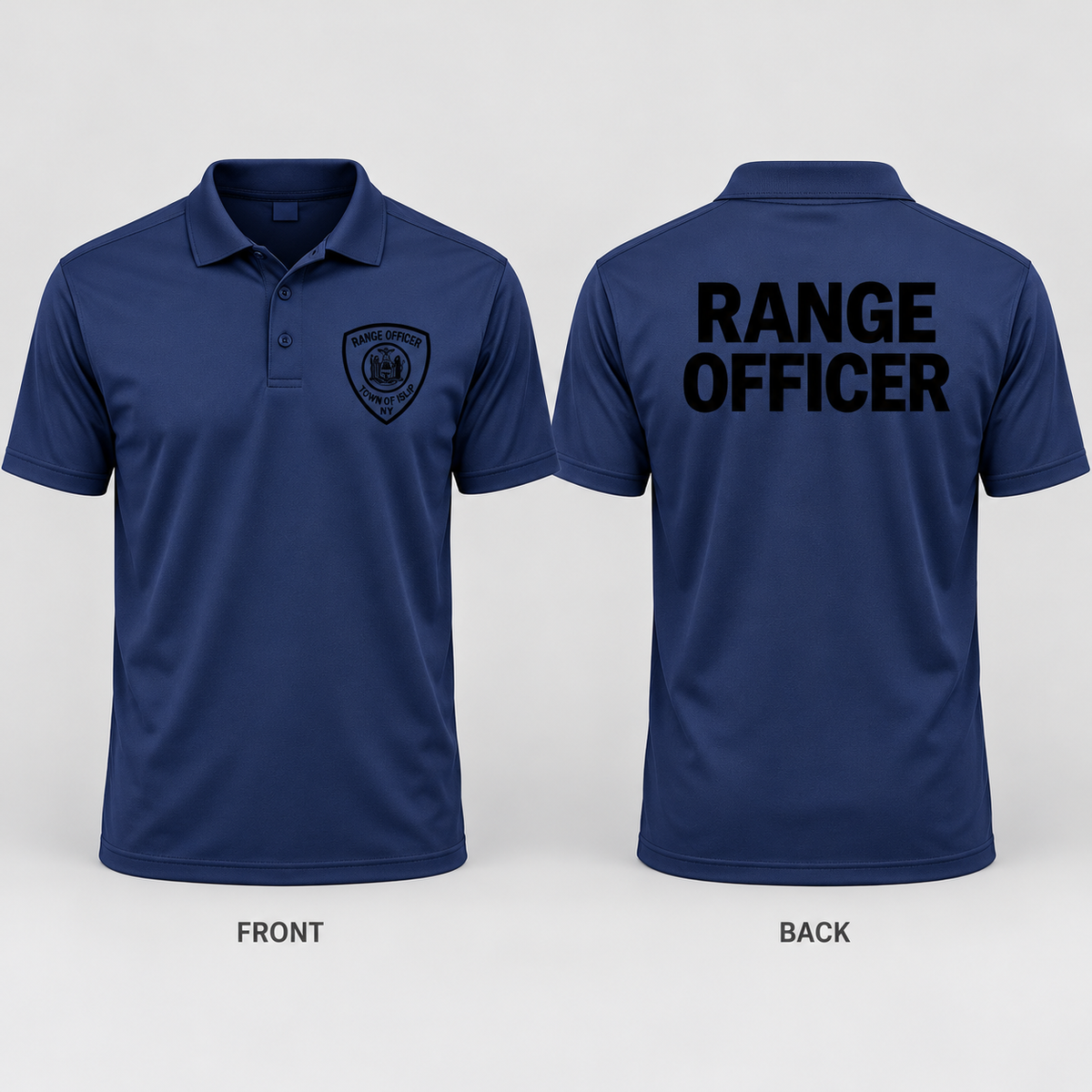 Town of Islip Range Officer Performance Golf Polo - Navy / black print front and back