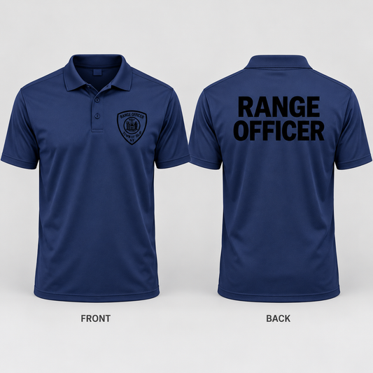 Town of Islip Range Officer Performance Golf Polo - Navy / black print front and back