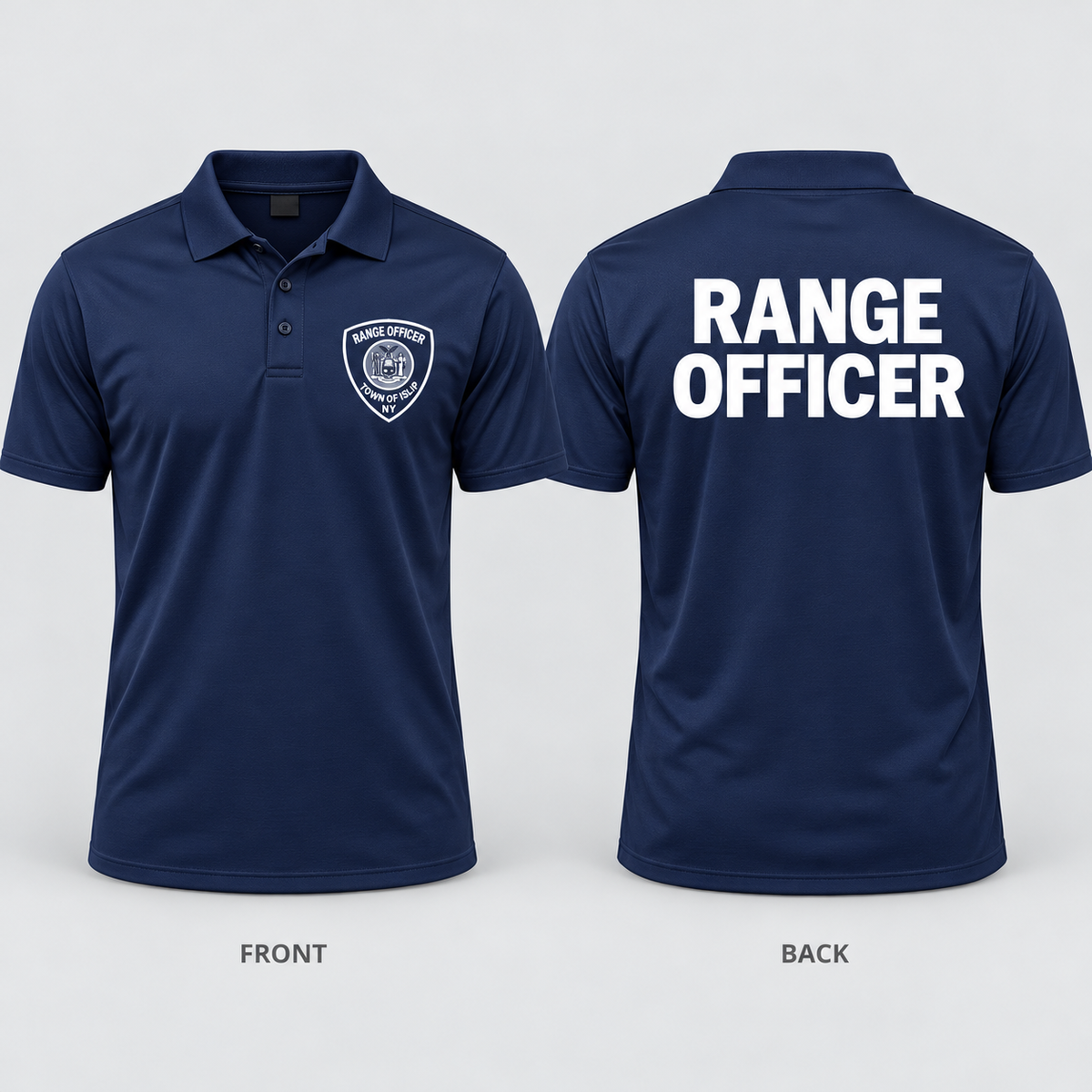 Town of Islip Range Officer Performance Golf Polo - Navy / white print front and back