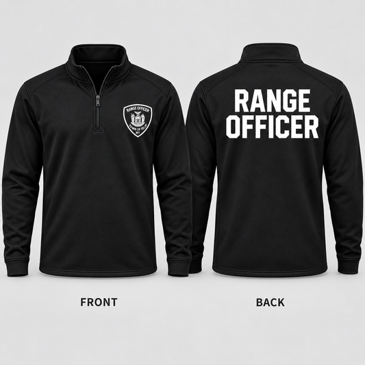 Town of Islip Range Officer Quarter Zip - Black — front and back