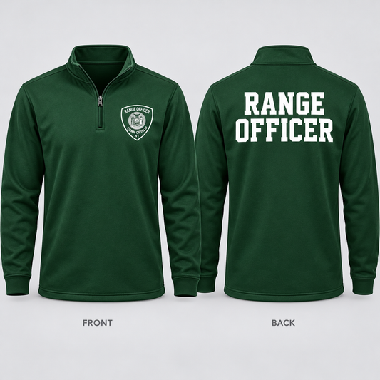 Town of Islip Range Officer Quarter Zip - Forest Green — front and back