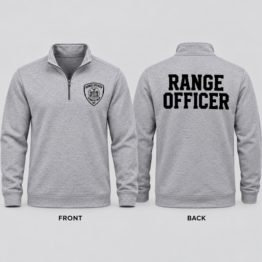 Town of Islip Range Officer Quarter Zip - Heather Gray — front and back