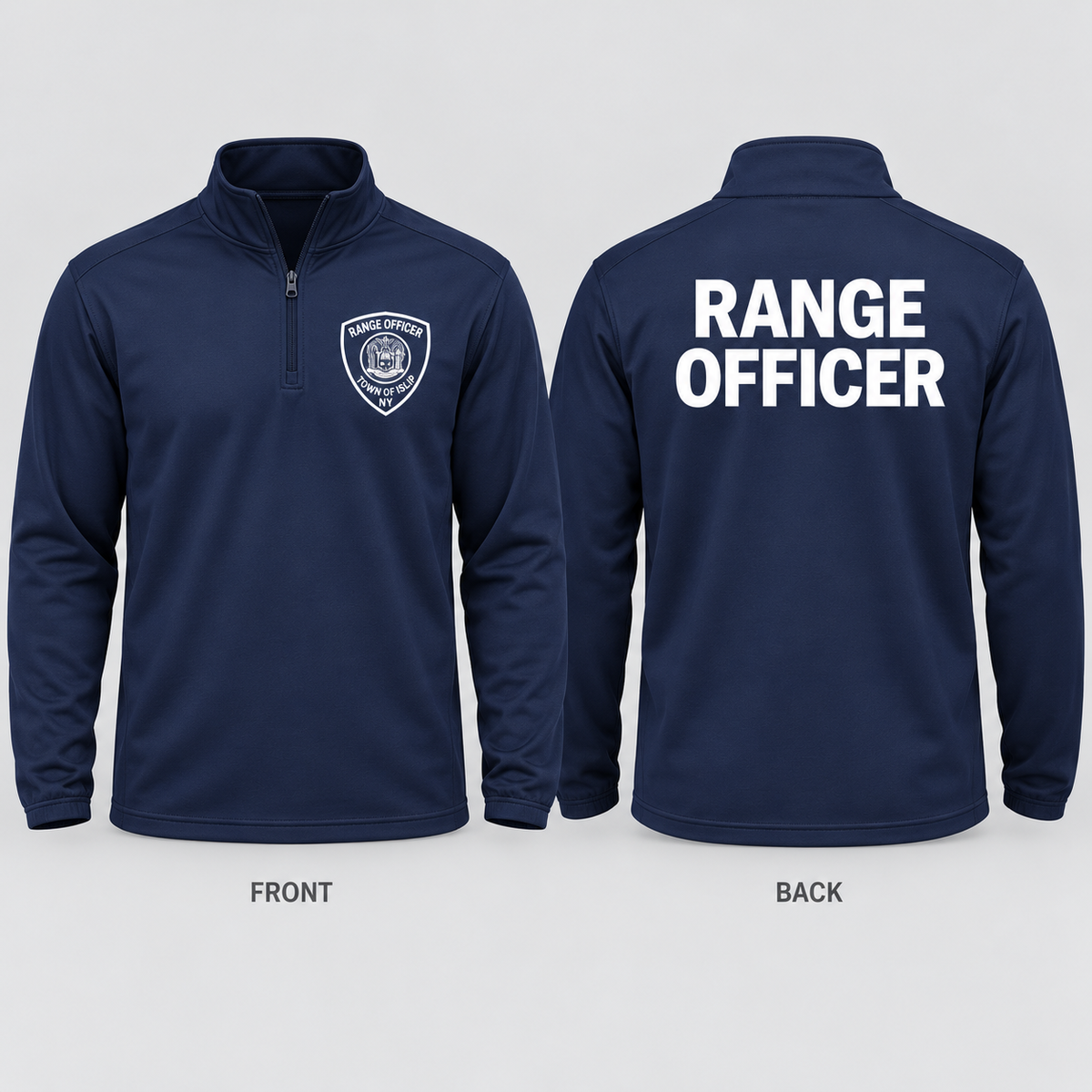 Town of Islip Range Officer Quarter Zip - Navy / white print front and back