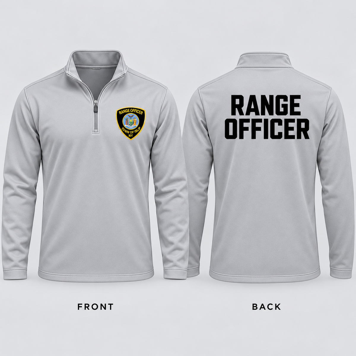 Town of Islip Range Officer Quarter Zip - Silver — front and back