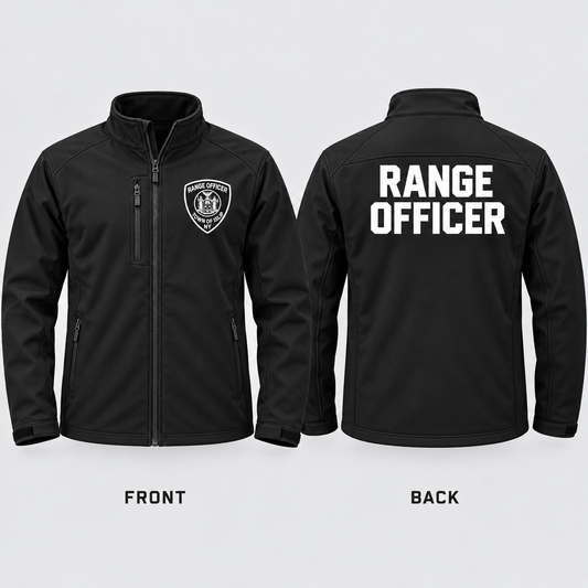 Town of Islip Range Officer Softshell Jacket - Black front and back