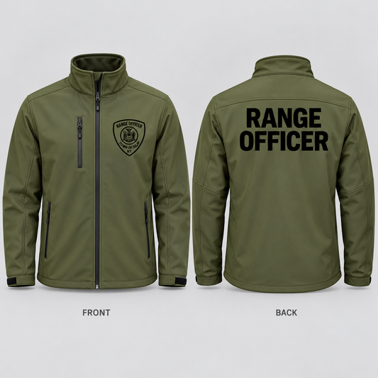 Town of Islip Range Officer Softshell Jacket - Olive front and back