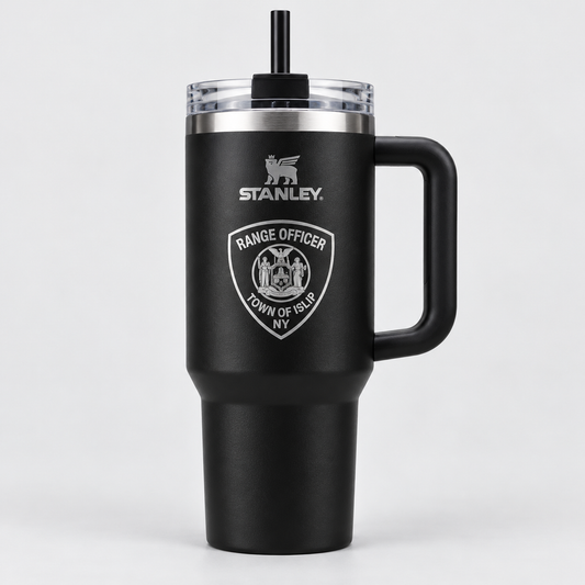 Town of Islip Range Officer Stanley Quencher H2.0 40 oz Shield Tumbler - Black 2.0 shield design