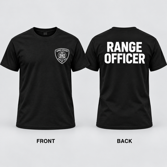 Town of Islip Range Officer T-Shirt - Black — front and back