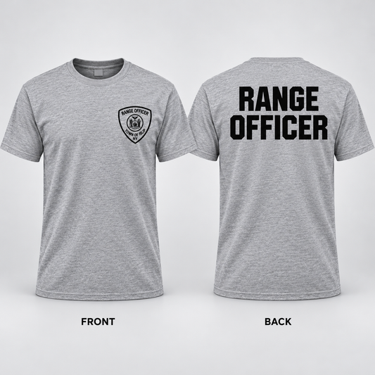 Town of Islip Range Officer T-Shirt - Heather Gray — front and back