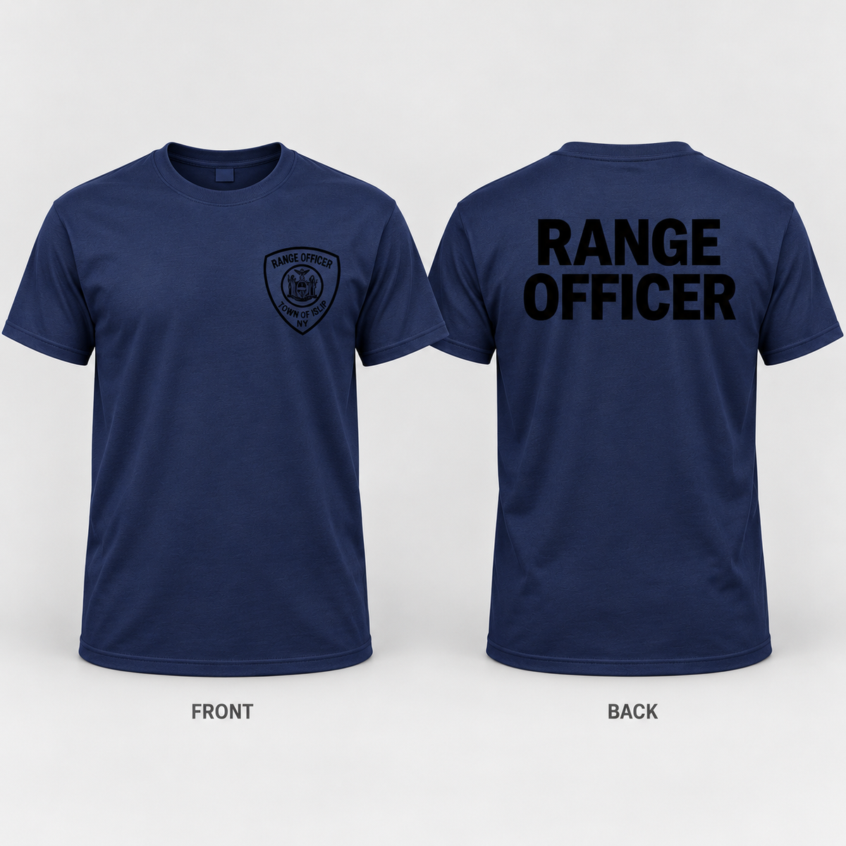 Town of Islip Range Officer T-Shirt - Navy / black print front and back