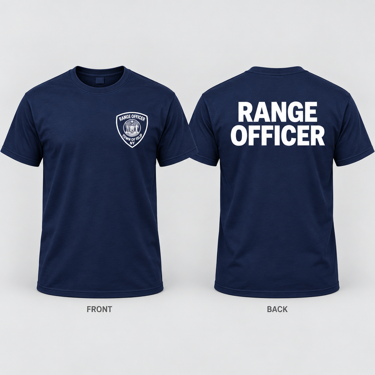 Town of Islip Range Officer T-Shirt - Navy / white print front and back