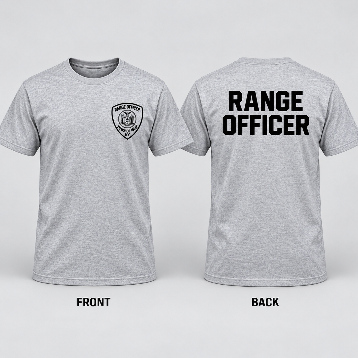 Town of Islip Range Officer T-Shirt - Silver — front and back