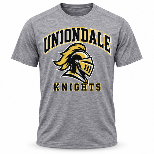 Uniondale Knights Mascot Crest Performance Tee in Heather Gray