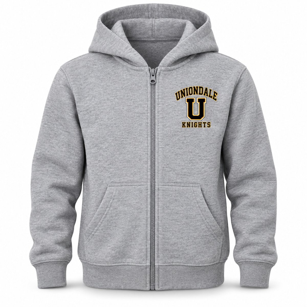Uniondale Knights Youth Monogram Full-Zip Hoodie in Heather Gray
