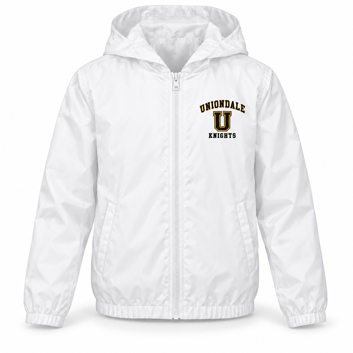 Uniondale Knights Youth Campus Full-Zip Windbreaker in White