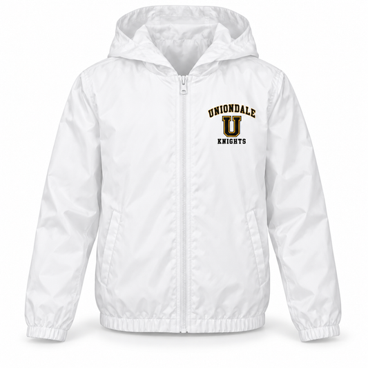 Uniondale Knights Youth Campus Full-Zip Windbreaker in White