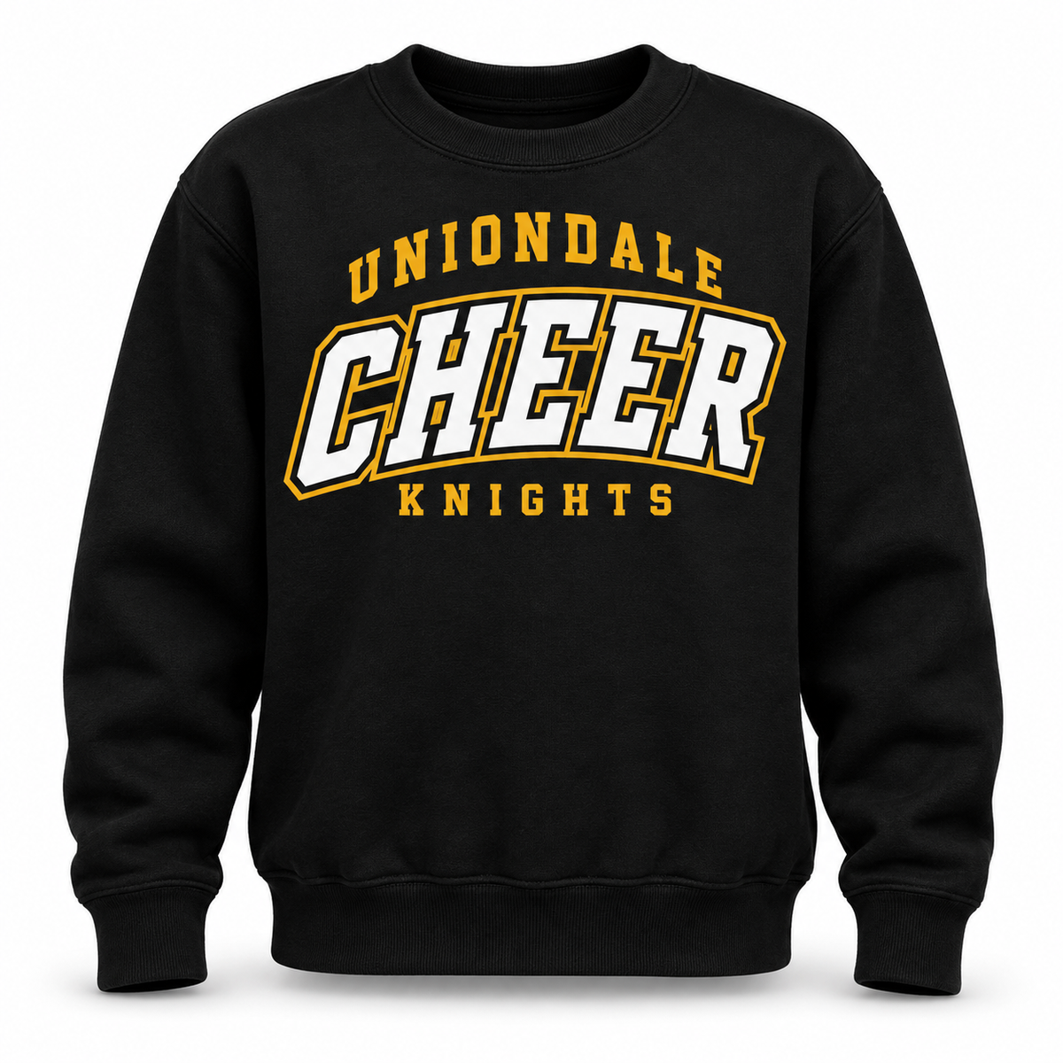 Uniondale Knights Youth Cheer Campus Crewneck in Black