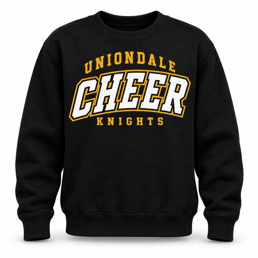 Uniondale Knights Youth Cheer Campus Crewneck in Black