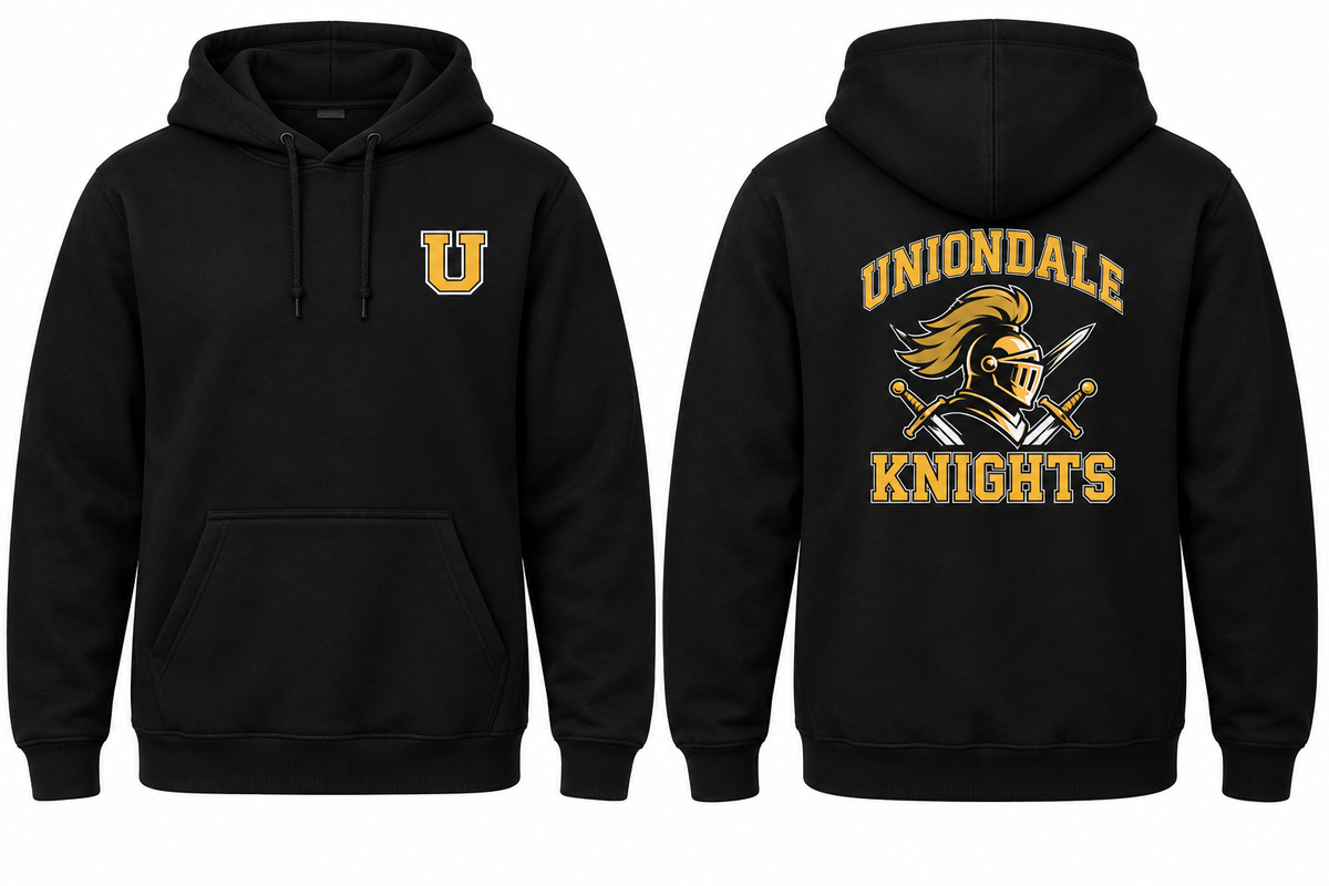 UNIONDALE KNIGHTS black hoodie front and back