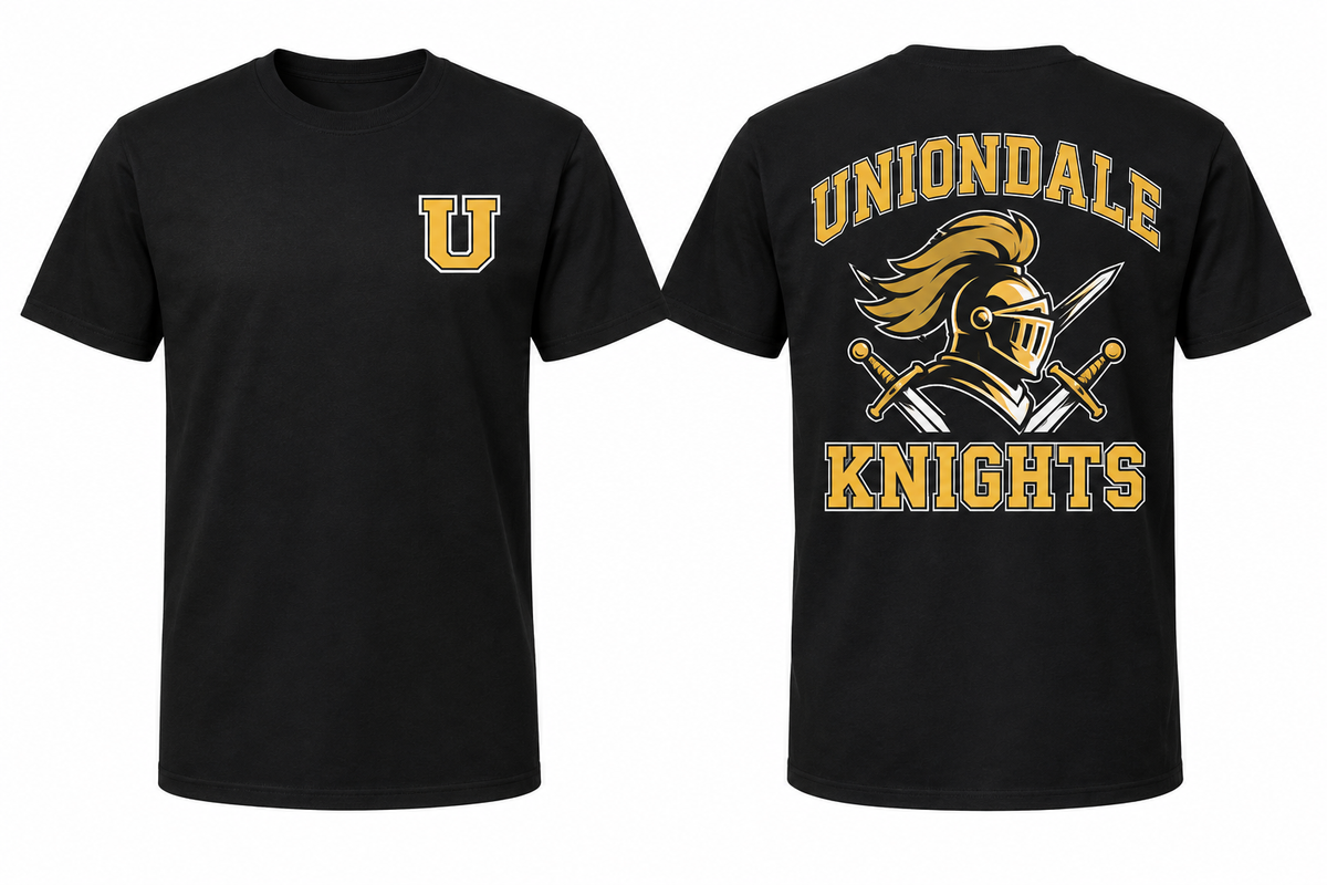 UNIONDALE KNIGHTS black tee front and back