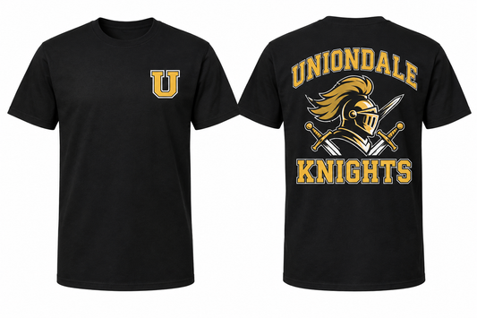 UNIONDALE KNIGHTS black tee front and back