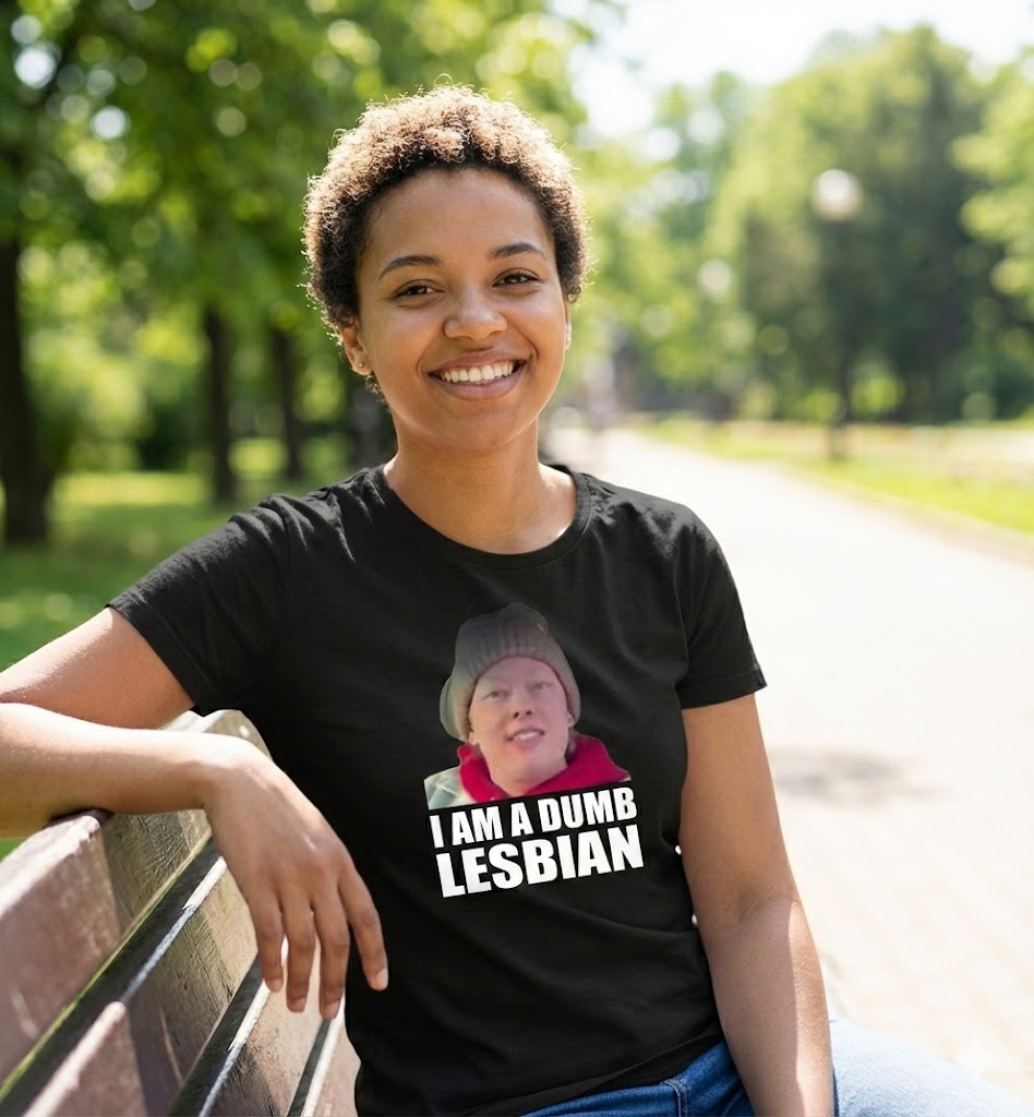 I Am A Dumb Lesbian" Graphic Tee - Black