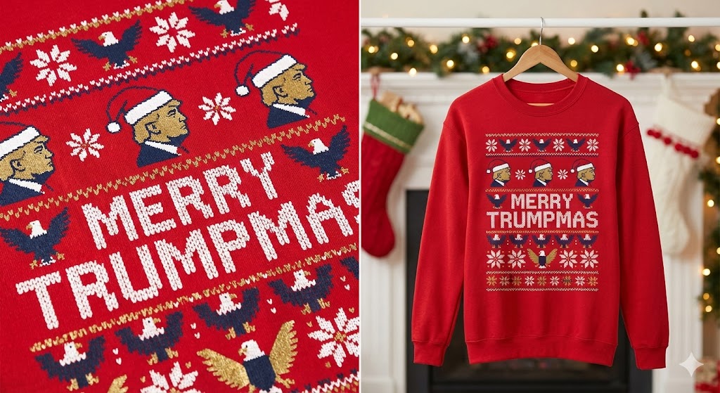 The "Merry Trumpmas" Faux-Knit Crewneck | Ultimate Patriot Ugly Sweater