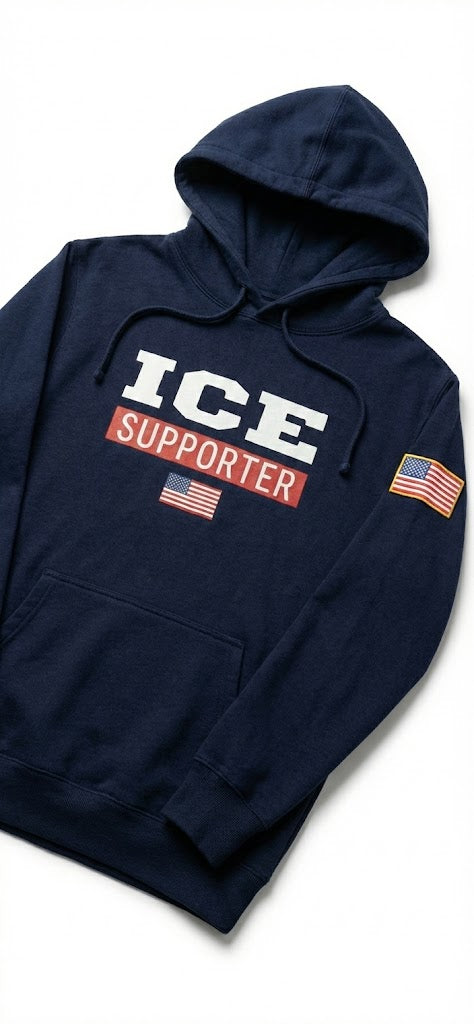 ICE Supporter Hoodie - Navy Blue - Premium Patriot Apparel