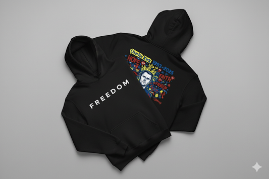 FREEDOM × Charlie Kirk Tribute Hoodie – Limited Edition (Front + Back Print)