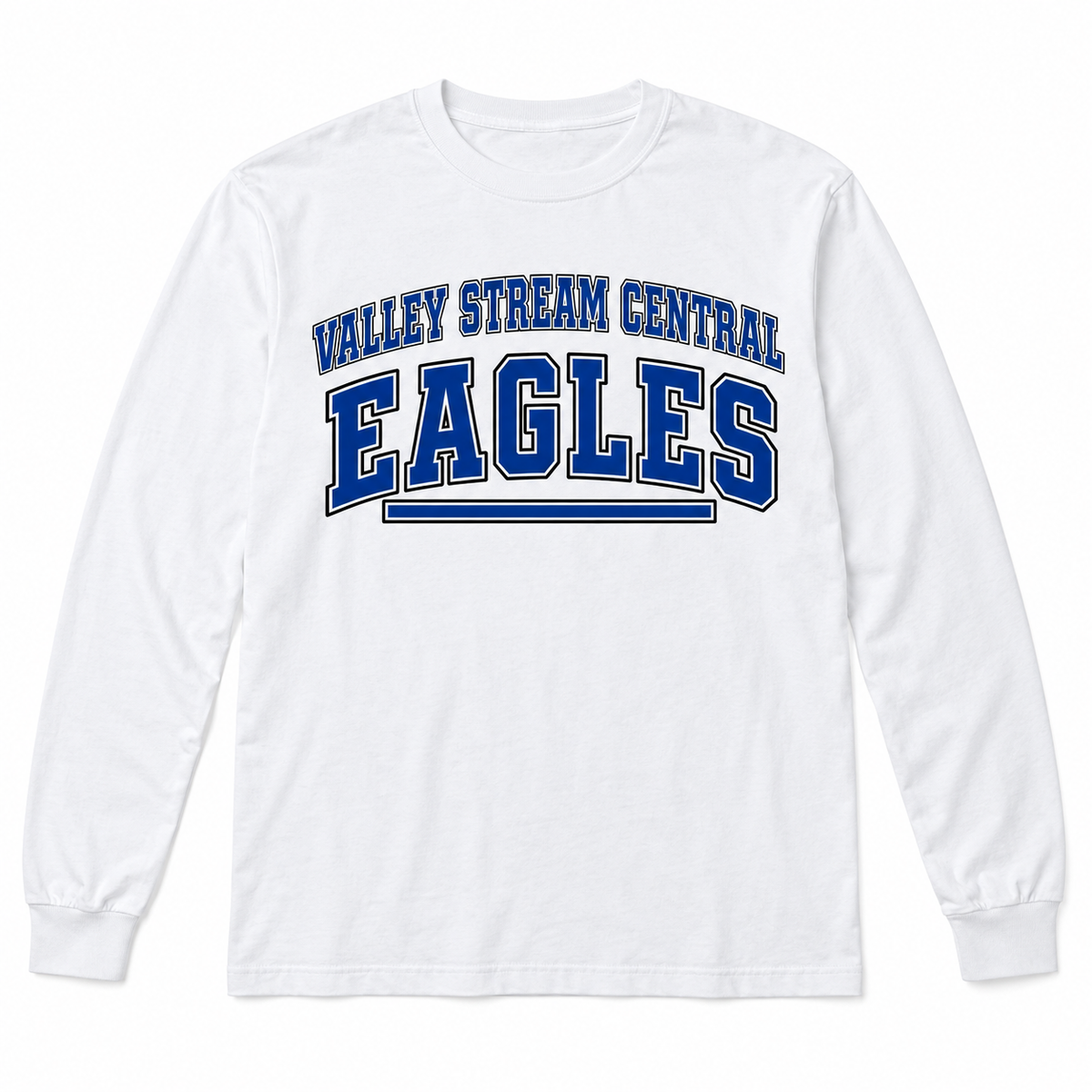 Valley Stream Central Campus Adult Long-Sleeve T-Shirt, White, digital mockup