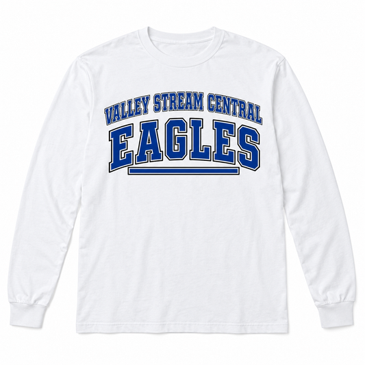 Valley Stream Central Campus Adult Long-Sleeve T-Shirt, White, digital mockup