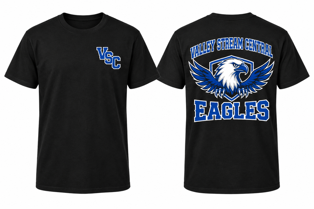 VALLEY STREAM CENTRAL EAGLES black tee front and back