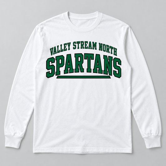 Valley Stream North Campus Adult Long-Sleeve T-Shirt, White, digital mockup