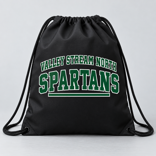 Valley Stream North Campus Drawstring Bag, Black, digital mockup