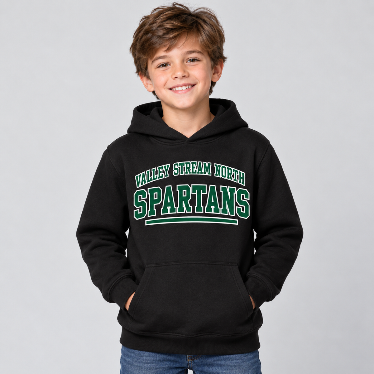 Valley Stream North Campus Youth Pullover Hoodie, Black, digital mockup