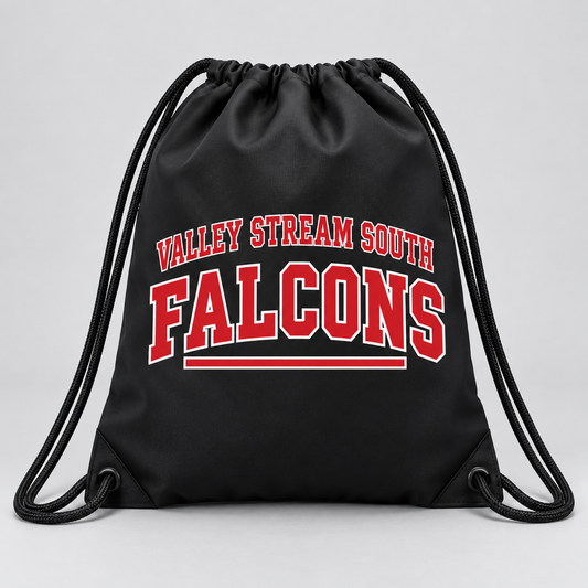 Valley Stream South Campus Drawstring Bag, Black, digital mockup