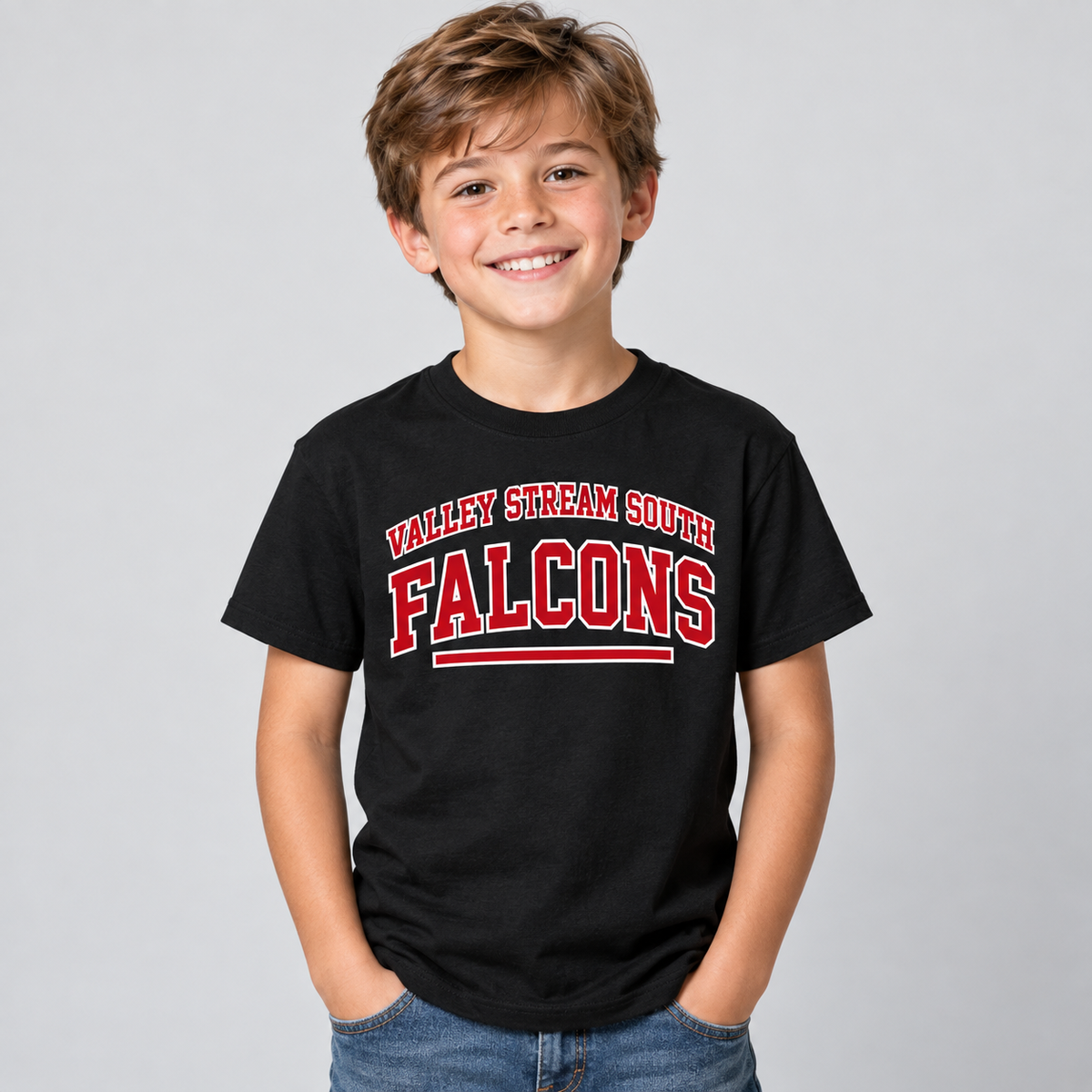 Valley Stream South Campus Youth T-Shirt, Black, digital mockup