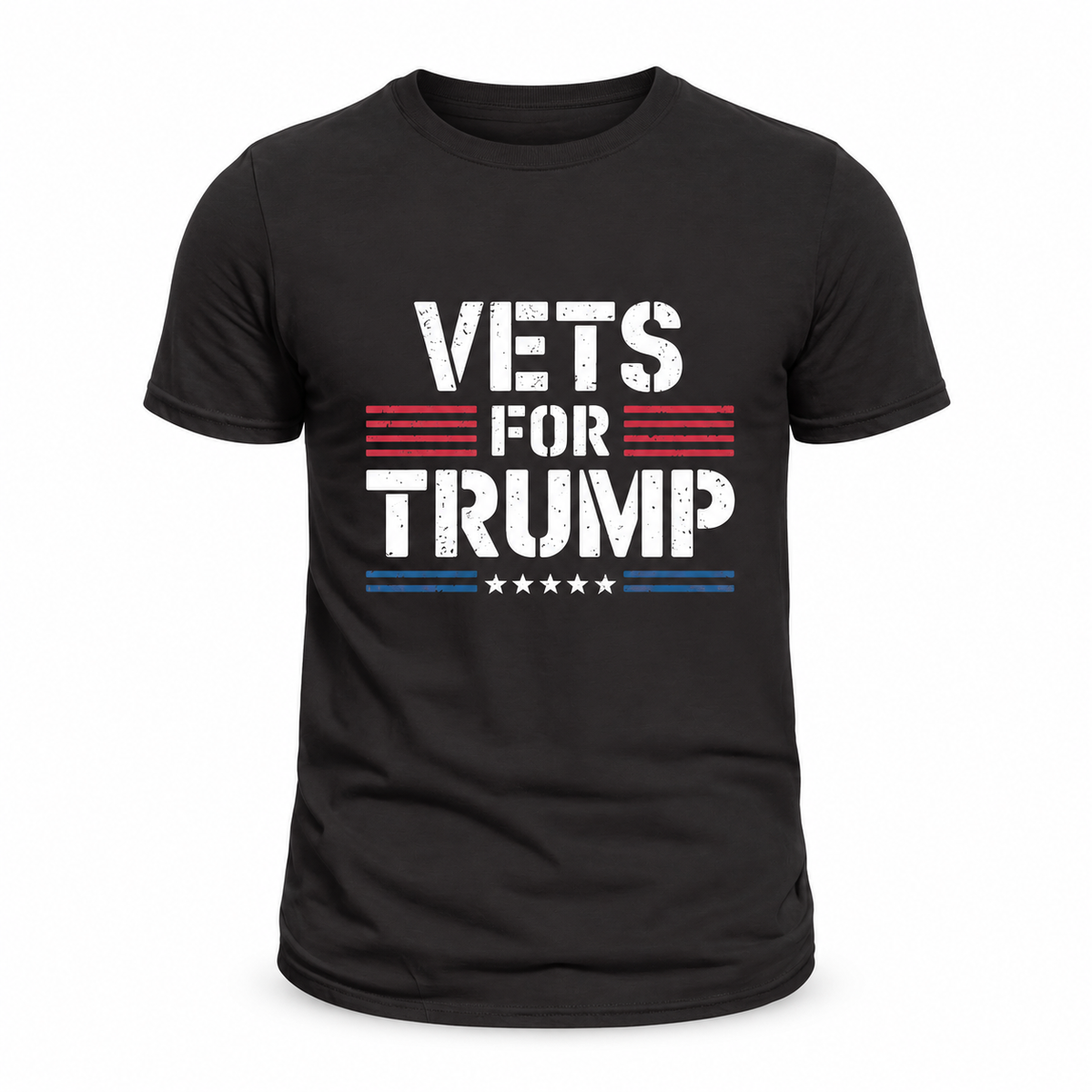 Vets for Trump Black T-Shirt — front product view