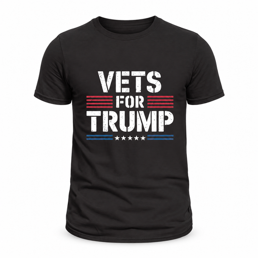 Vets for Trump Black T-Shirt — front product view