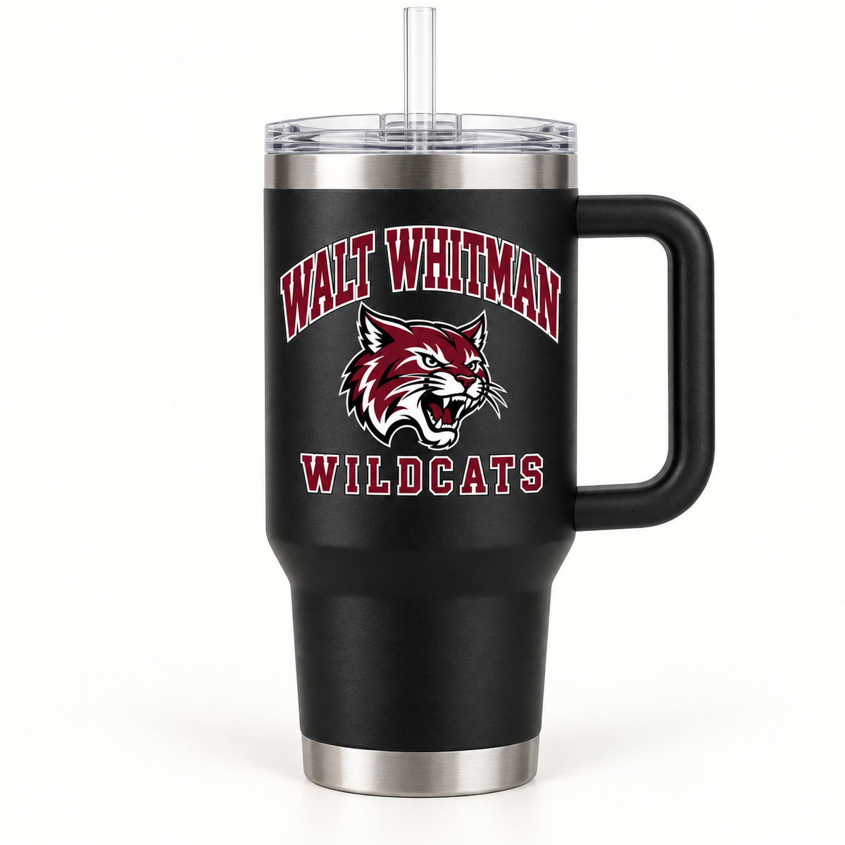 Walt Whitman Wildcats Campus Handled Tumbler — Black