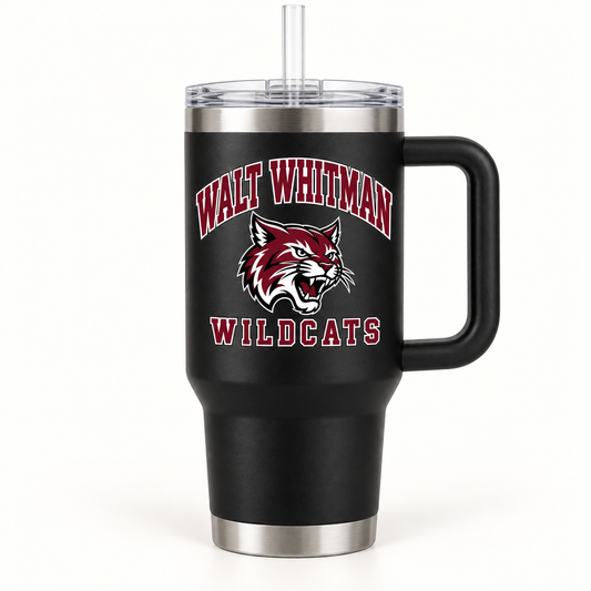 Walt Whitman Wildcats Campus Handled Tumbler — Black