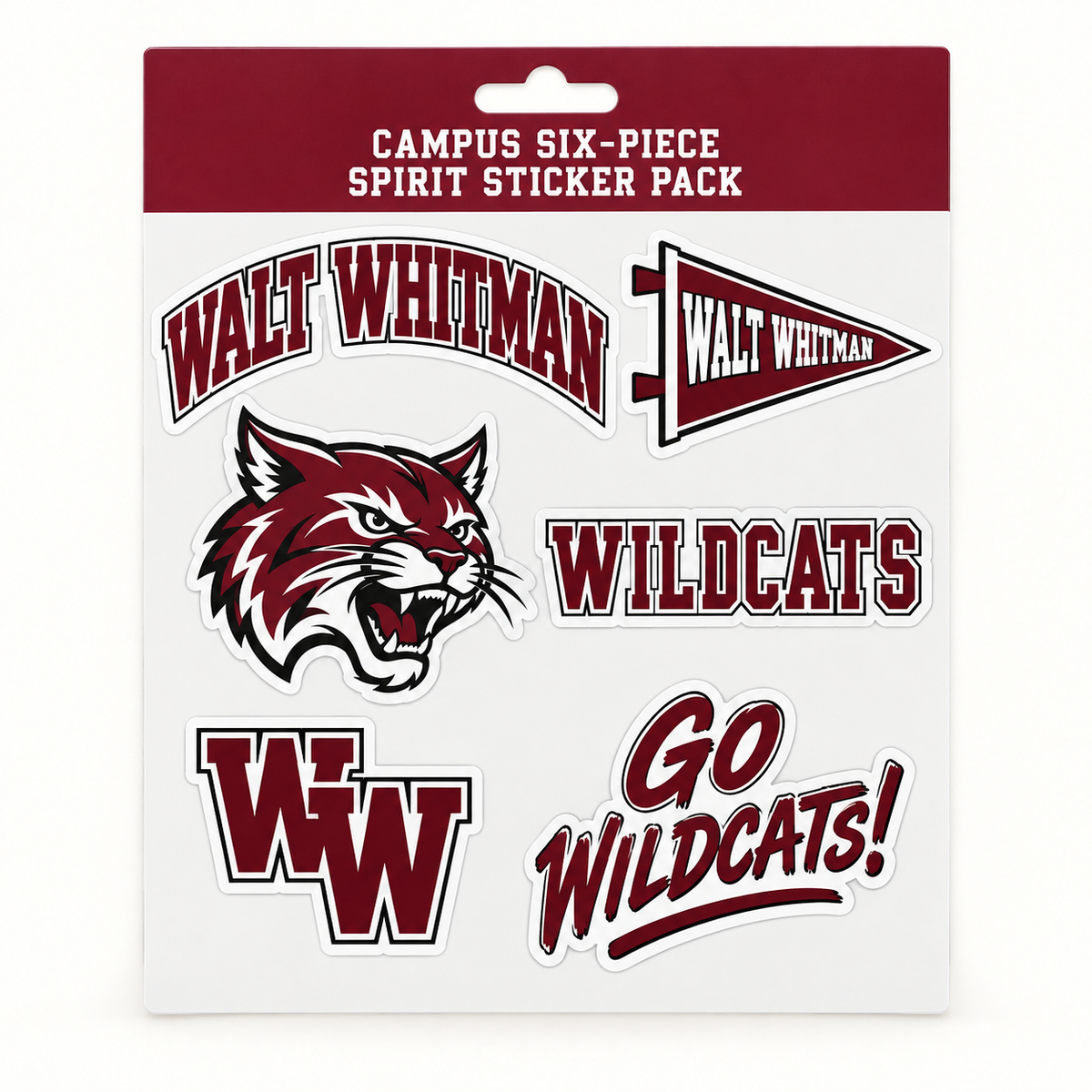 Walt Whitman Wildcats Campus Six-Piece Spirit Sticker Pack