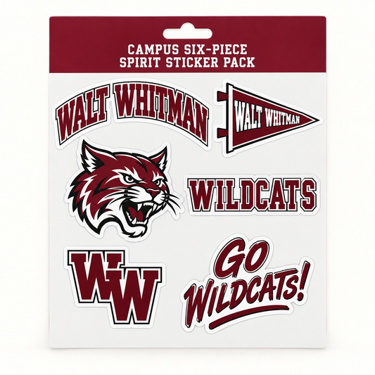 Walt Whitman Wildcats Campus Six-Piece Spirit Sticker Pack