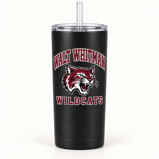 Walt Whitman Wildcats Campus Slim Tumbler — Black