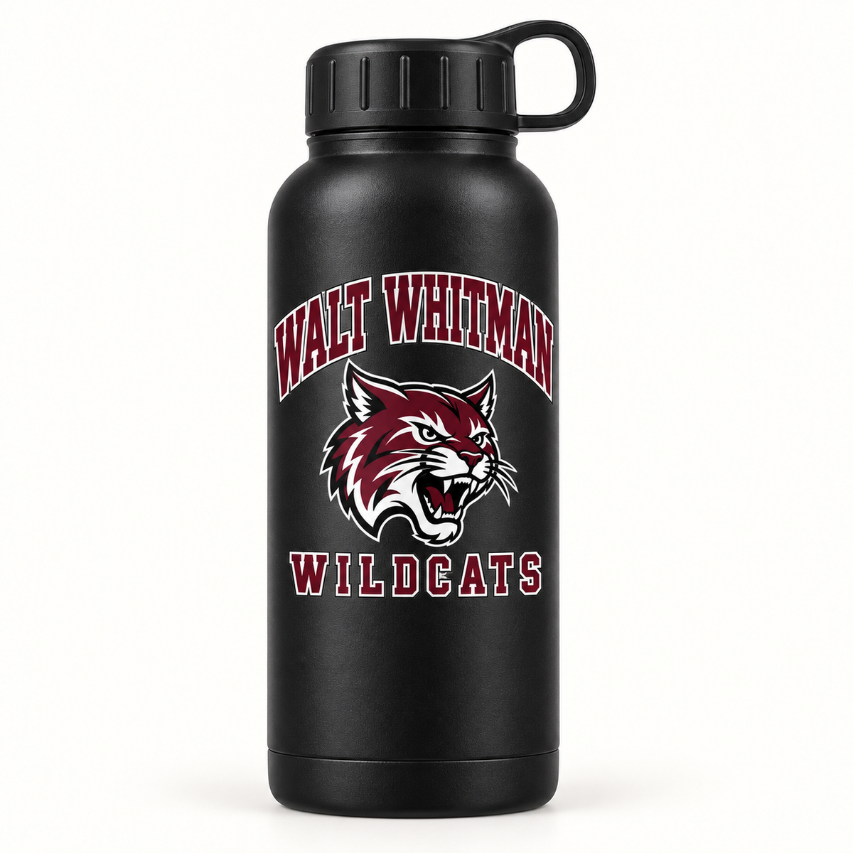 Walt Whitman Wildcats Campus Water Bottle — Black