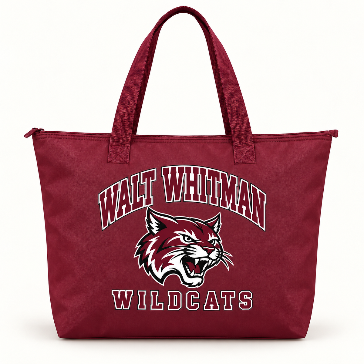 Walt Whitman Wildcats Campus Zippered Tote Bag — Maroon