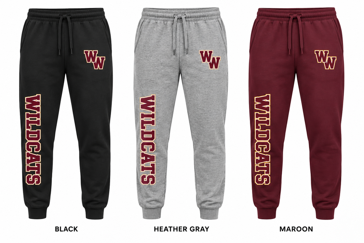 walt whitman varsity joggers in Black, Heather Gray and Maroon