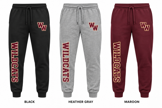 walt whitman varsity joggers in Black, Heather Gray and Maroon