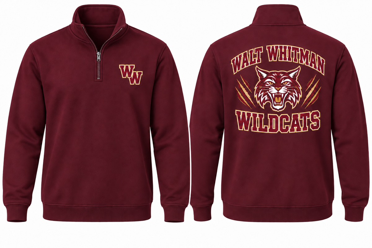 Walt Whitman Varsity Quarter-Zip in Maroon