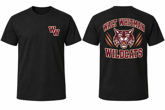 WALT WHITMAN WILDCATS black tee front and back